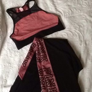 2pc work out set. Black /dusty pink. Gently worn